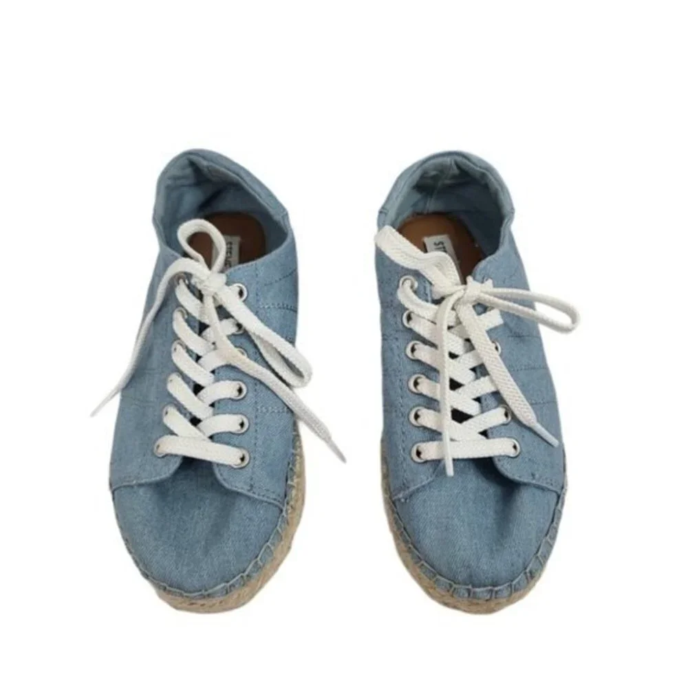 Steve Madden Tamilyn Denim Chambray Textile Espadrilles 6.5